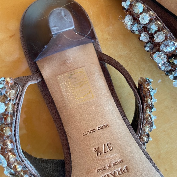 Brown T-Strap Prada Sandals. Made in Italy. - Picture 2 of 2